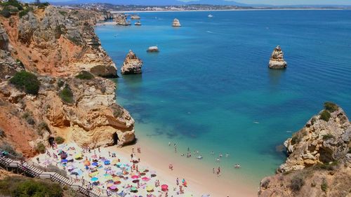 View of sea and crowded beach