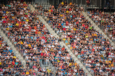 High angle view of people sitting in stadium