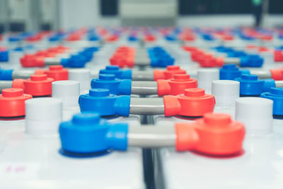 Close-up of colored pencils on table