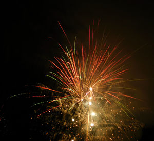 Low angle view of firework display at night