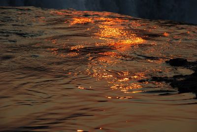 Close-up of rippled water during sunset