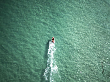 High angle view of boat on sea