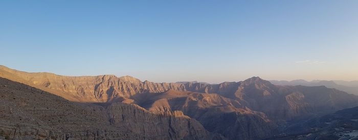 Scenic view of mountains against clear sky