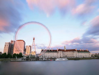 London eye in action during sunset