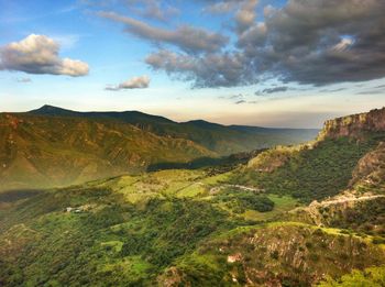 Scenic view of mountains against sky