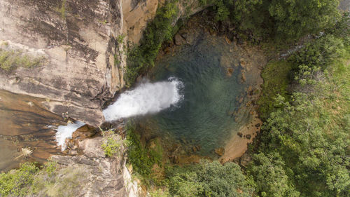 High angle view of waterfall