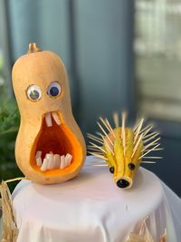 Close-up of pumpkin on table