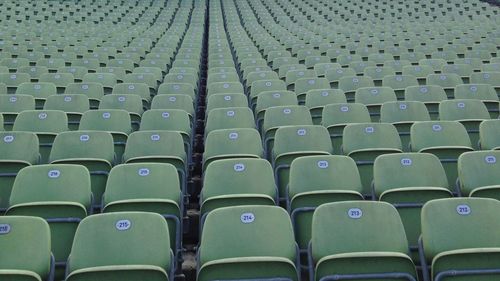 Row of chairs in stadium