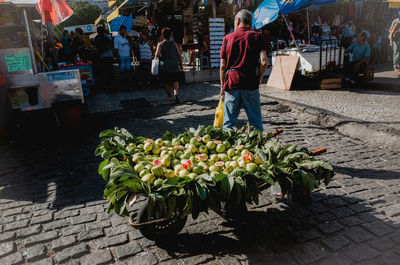 View of market stall on street