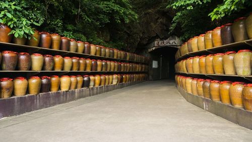 Row of wine in temple