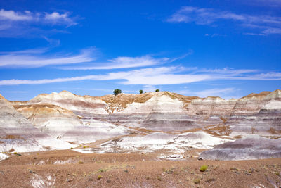 Scenic view of landscape against blue sky