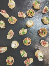 High angle view of food on table