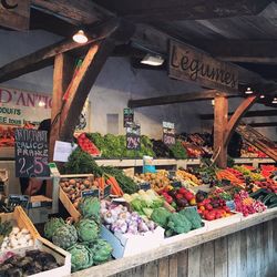 Various vegetables for sale at market stall