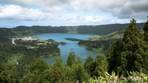 Panoramic view of landscape and mountains against sky