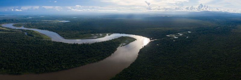 High angle view of landscape against sky