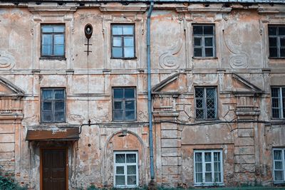 Low angle view of old building in city