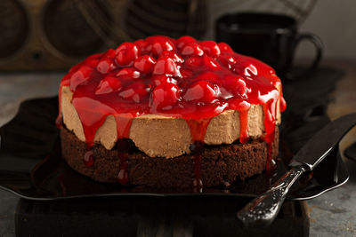 Close-up of dessert on table
