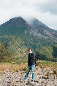 Kaliadem tourist area with merapi volcano background