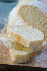 Close-up of bread on cutting board