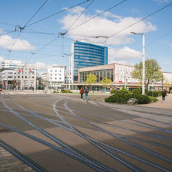 Railroad tracks against sky