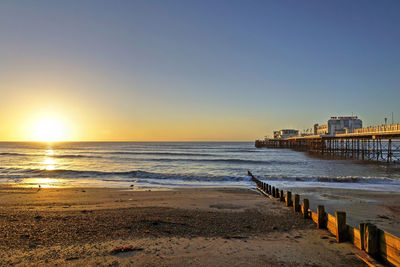 Scenic view of sea at sunset