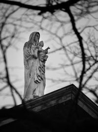 Low angle view of virgin mary statue