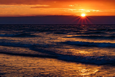 Scenic view of sea against sky during sunset