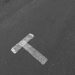 High angle view of road sign