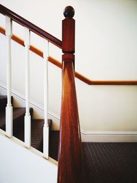 Close-up of railing on staircase at home