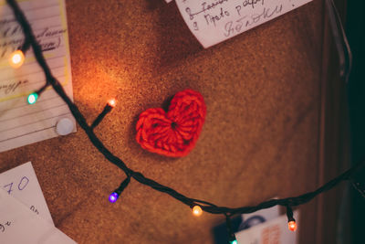 Close-up of illuminated text