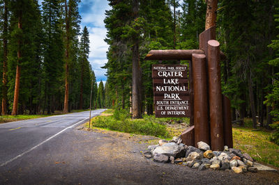 Information sign in forest