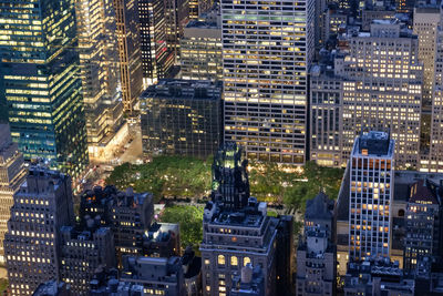 High angle view of buildings in city