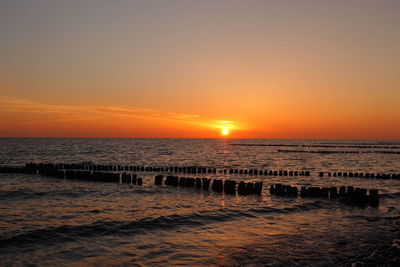 Scenic view of sea against sky during sunset