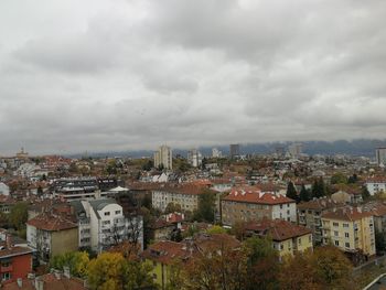 High angle view of townscape against sky