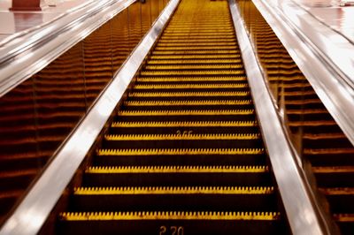 High angle view of escalator