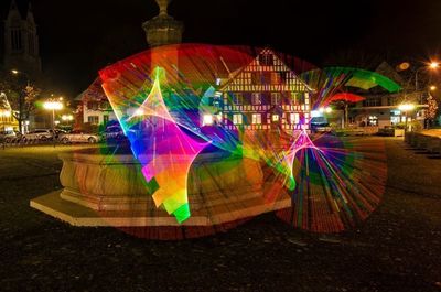 Illuminated city at night