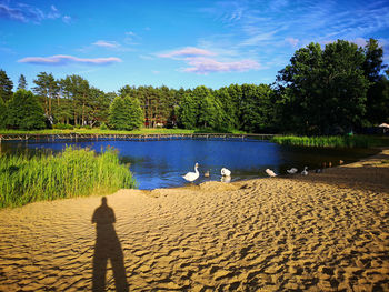 Scenic view of lake against sky