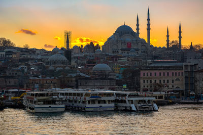 View of cityscape at sunset