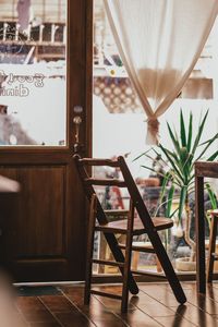 Empty chairs and table at home