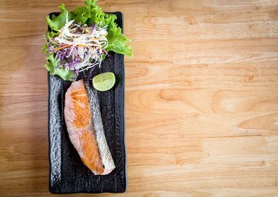 High angle view of food on cutting board