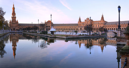 Reflection of buildings in water