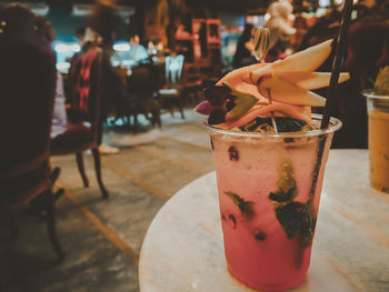 Close-up of drink on table