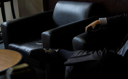 Close-up of chair in sofa