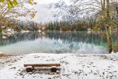 Scenic view of lake during winter