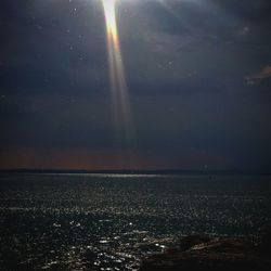 Scenic view of sea against sky at night