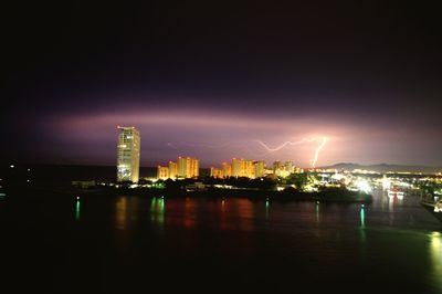 Illuminated city at night