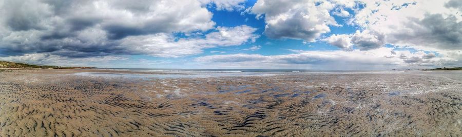 Scenic view of sea against cloudy sky