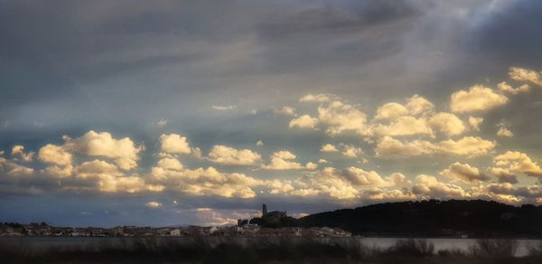 Panoramic view of landscape against sky during sunset