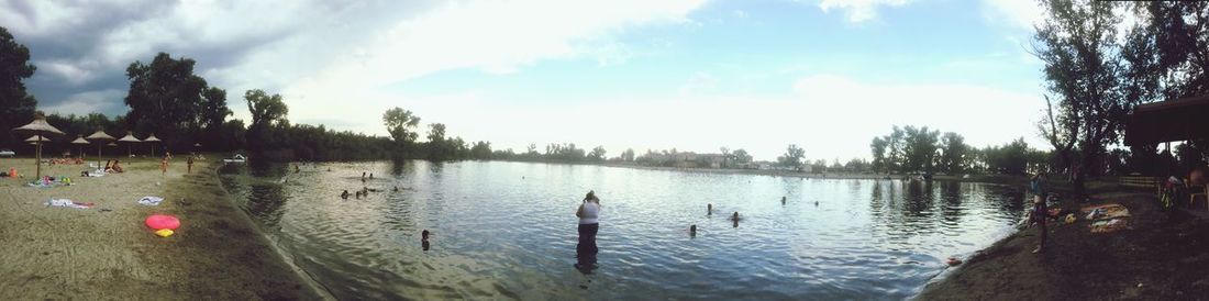 Scenic view of lake against sky