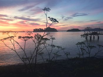 Scenic view of sea against sky at sunset